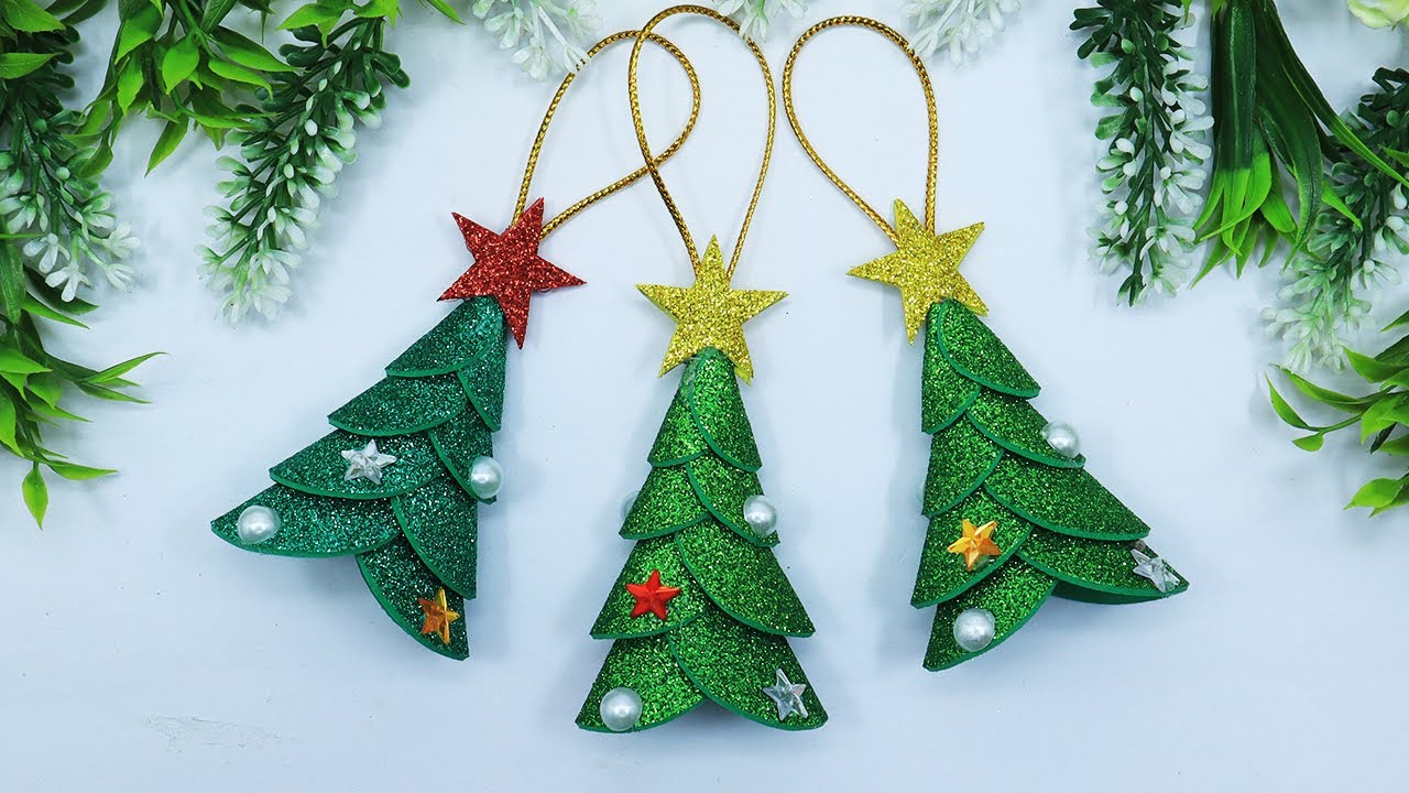 Christmas Tree Shaped Ornaments with Eva Foam🎄DIY Christmas Ornaments ...