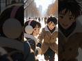 Anime Winter Scene ❄️ Kids Running Joyfully in Snow 🌨️