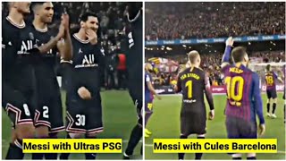 The difference between Lionel Messi's celebration with Cules Barcelona and Ultras PSG