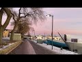 Stockholm Walks: Norr Mälarstrand- Strömbron at icy sunset. (4K, Longer version)