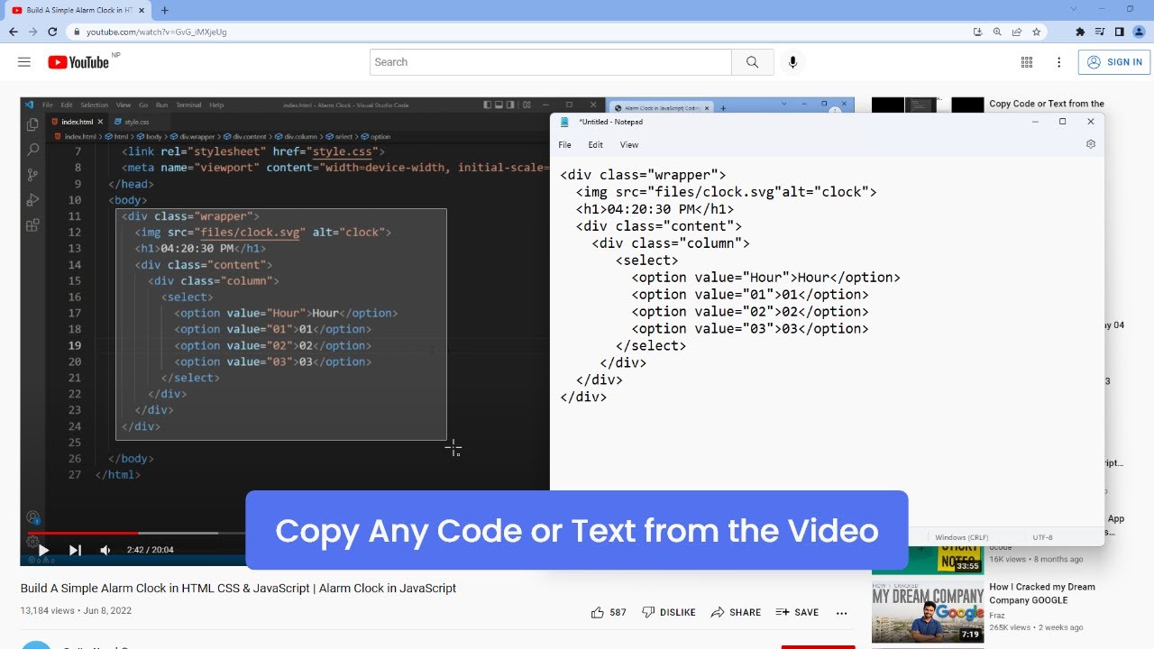 Copy Code or Text from the Video | Best Extension for Developers # ...