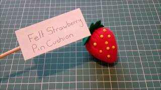 Vintage Handmade Strawberry Felt Sewing Pin Cushion 5.5 x 3.5