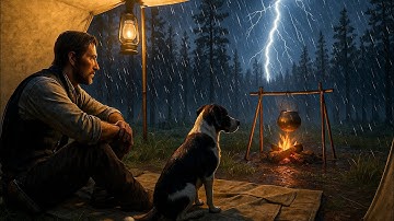 Camping in the Forest During a Thunderstorm – John Marston and His Dog Seek Shelter | RDR2 ASMR