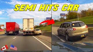 TRUCK SIDE SWIPES CAR STOPPED ON SHOULDER