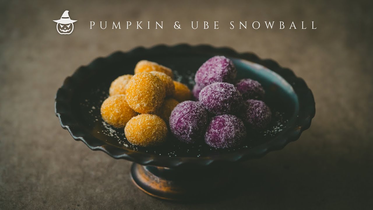 Easy Halloween Snowball Cookies 👻 (Pumpkin & UBE Recipe)