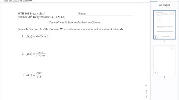 MTH 161 Precalculus I 1.3 Daily Problem Solutions