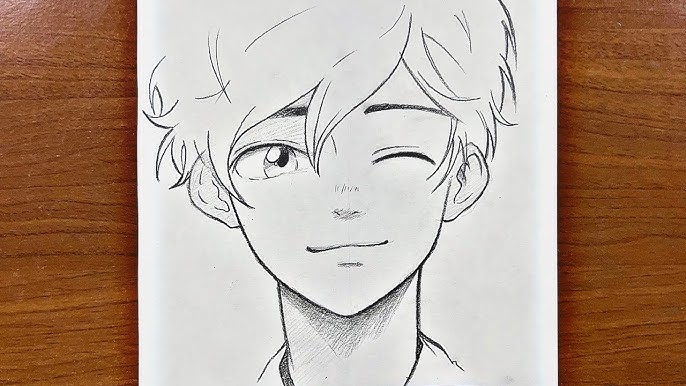 Easy anime sketch || How to draw Happy boy step-by-step - YouTube