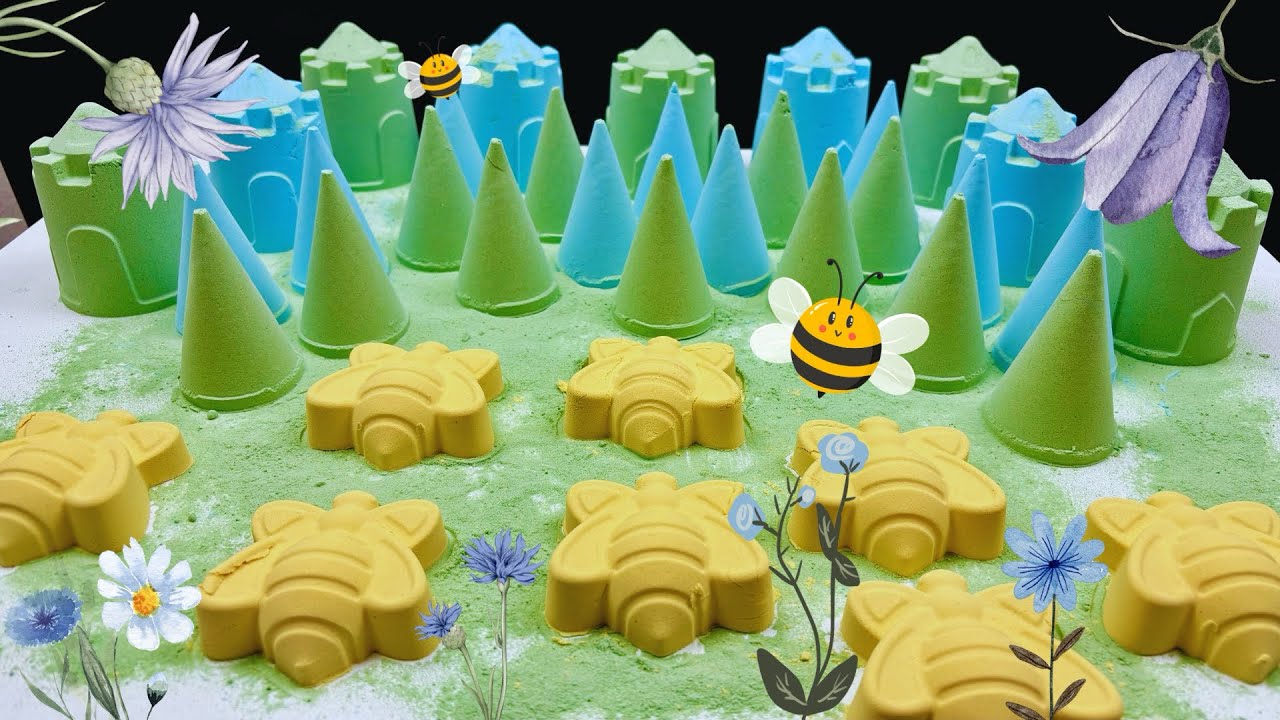 Yellow bees in the field ASMR baking soda 🐝🐝🐝