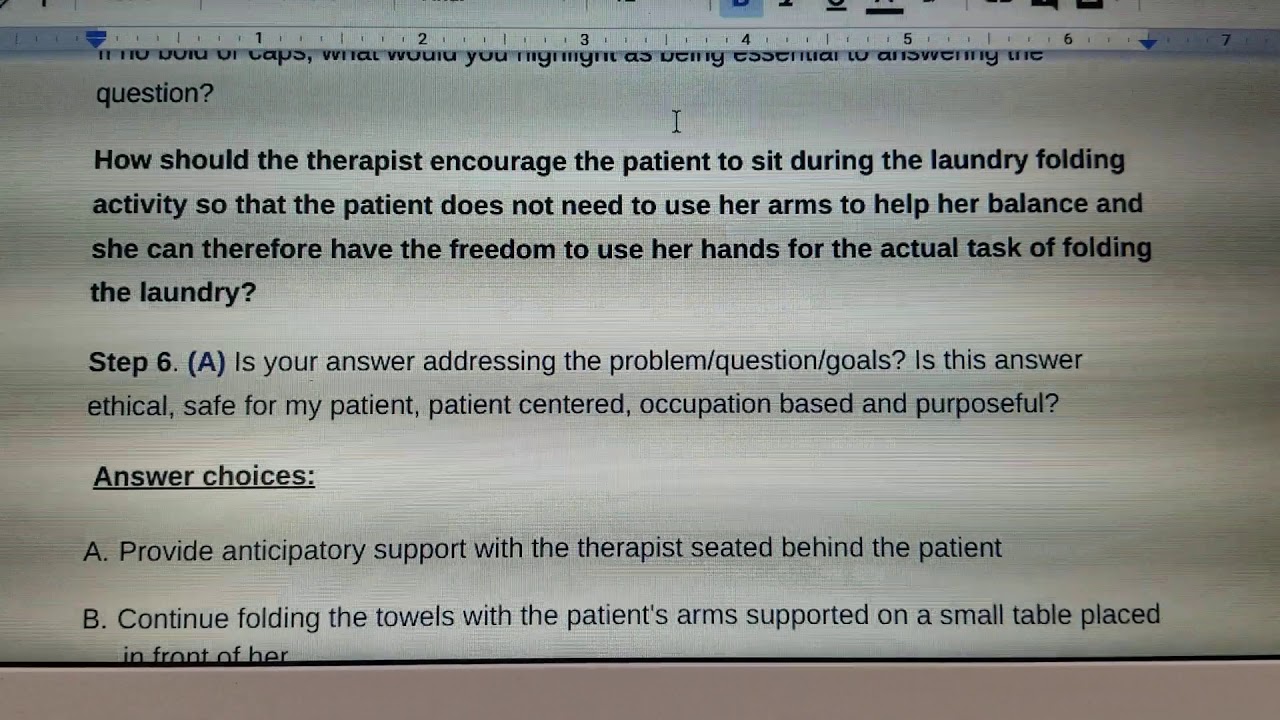 How to break down a neurological question for the OT exam.