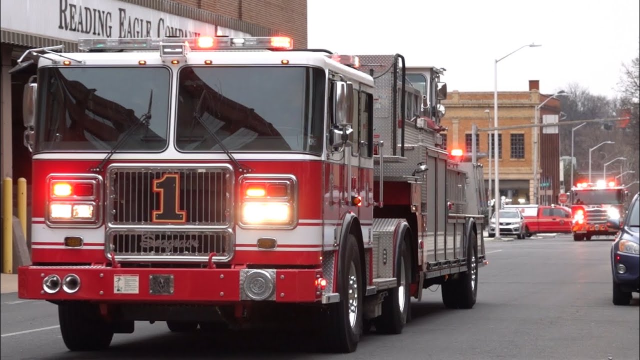 Reading Fire Department Ladder 1, Brand New Engine 3 & Car 2 Responding