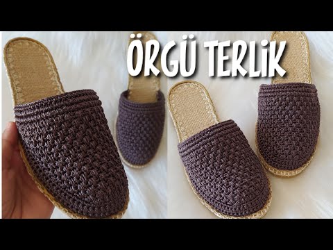 YAZLIK ÖRGÜ TERLİK / Hasır taban örgü terlik yapımı / knitting Shoes crochet / Ayşe Varol