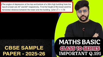 The angles of depression of the top and bottom of a 50m high building from the top of a tower are 45