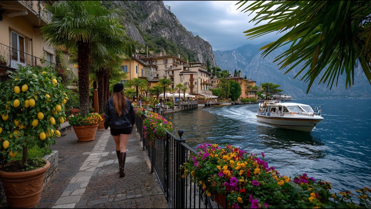 Лимонная деревня, построенная между каменными скалами и озером Гарда.