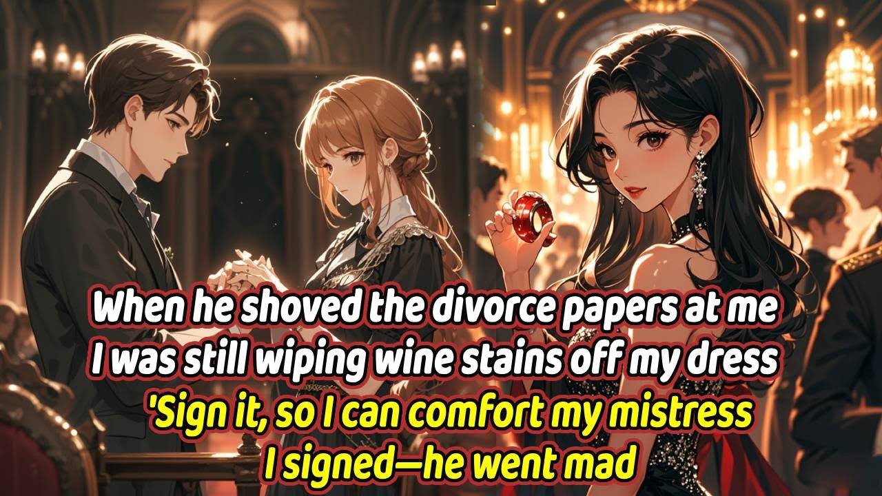"When he shoved the divorce papers at me, I was still wiping wine stains off my dress.