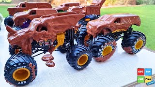 The Biggest Muddy Monster Trucks Clean Up! Play in the Garden