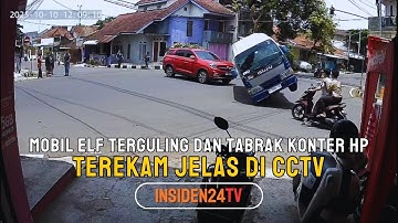 Detik-Detik Mobil Elf Terguling dan Tabrak Konter HP di Ciamis Terekam Jelas di CCTV