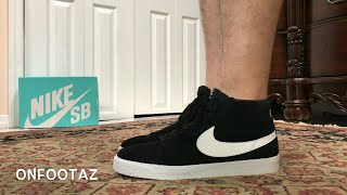 Nike Sb Zoom Blazer Mid Black White On Foot Youtube