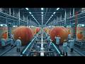 harvesting from peach farm to peach juice a super large production line