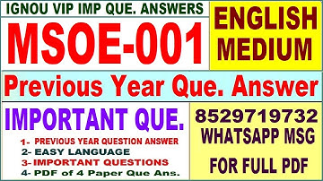 MSOE 001 Previous Year Question Paper in English | msoe 001 important questions with answer