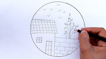 Easy circle scenery drawing/circle scenery drawing step by step circle drawing for beginner tutorial
