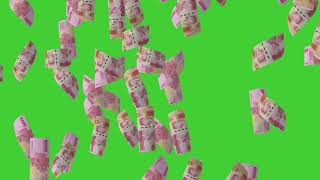 Rp 100000 Indonesian Rupiah Currency Banknotes Falling GREEN SCREEN HD ROYALTY FREE