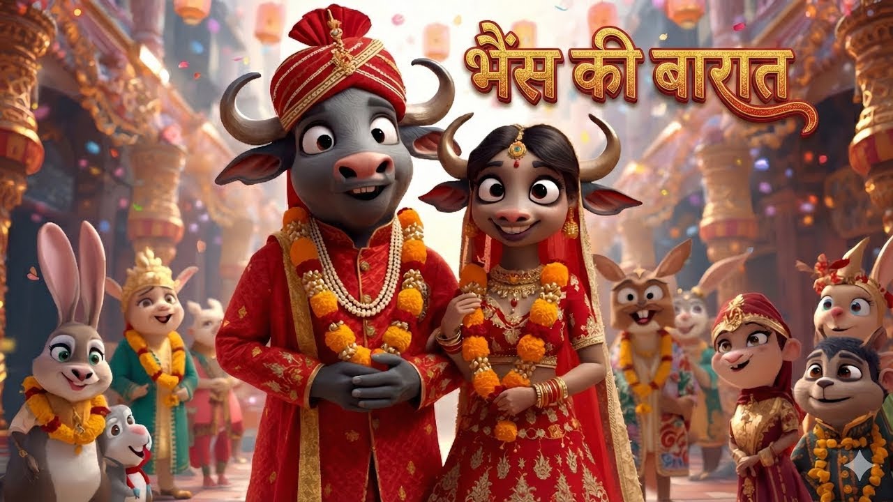 भैंस की निकली बारात | Bhains Ki Barat | Animal Wedding Song | Cartoon Rhymes | Hindi 