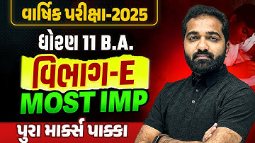 Std 11 BA Final Exam Section E Most IMP | Dhoran 11 BA Exam IMP 2025 | Mayur Sir