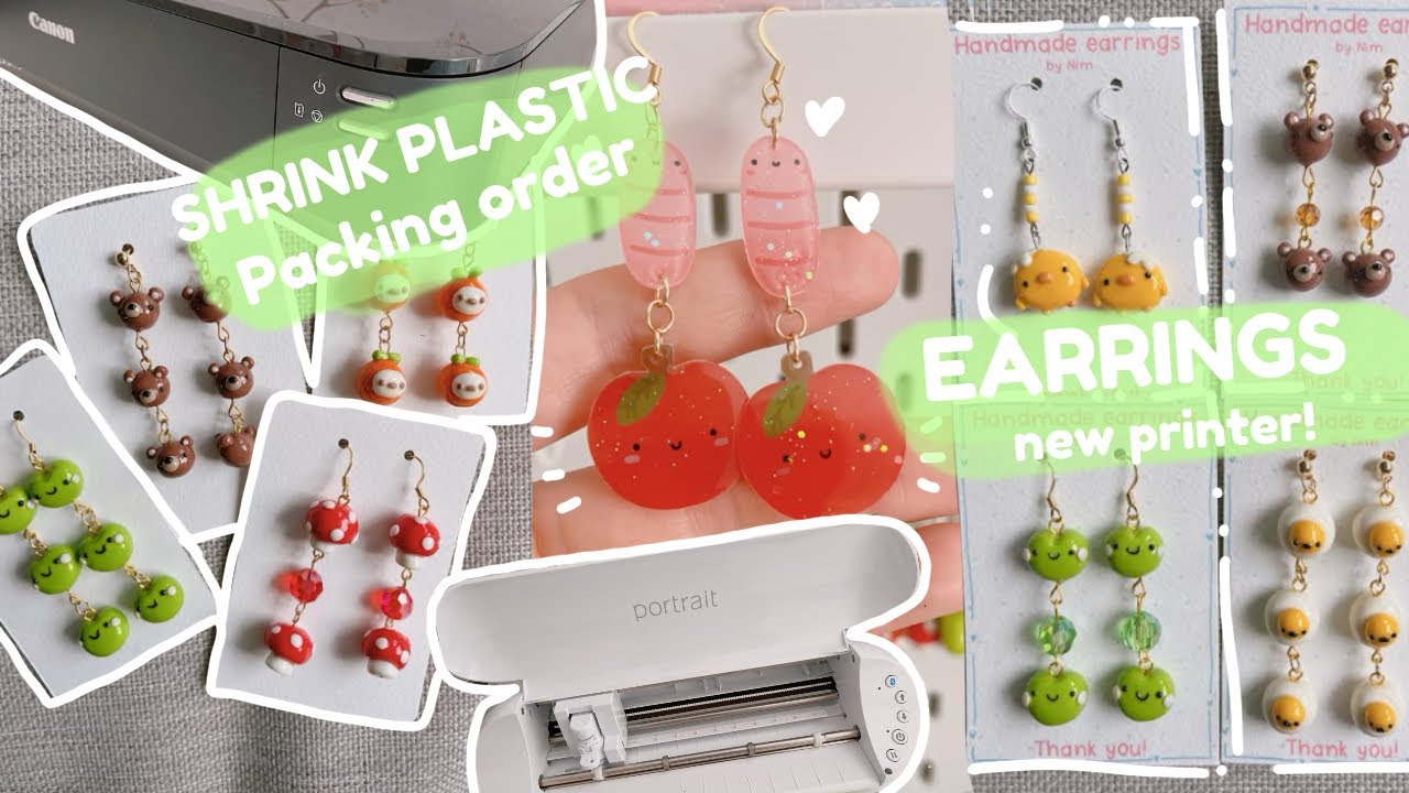 Shrink Plastic Earrings, New Printer, Silhouette Portrait 3, Packing an Order!