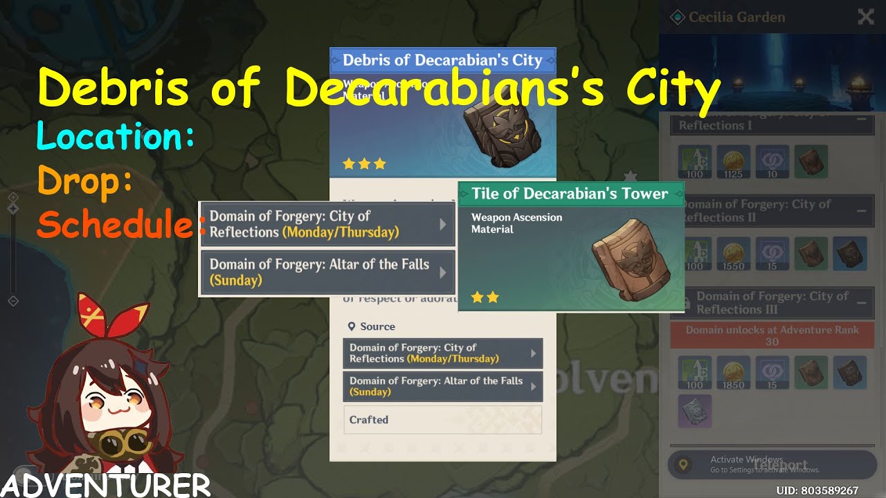 Debris of Decarabian's City Location Drop Schedule Genshin ...