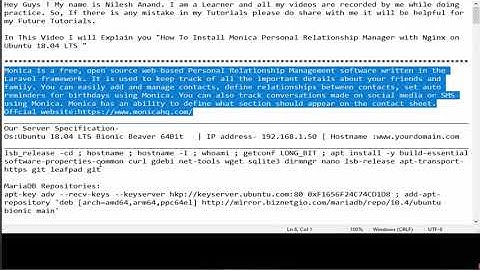 How To Install Monica Personal Relationship Manager with Nginx on Ubuntu 18.04 LTS