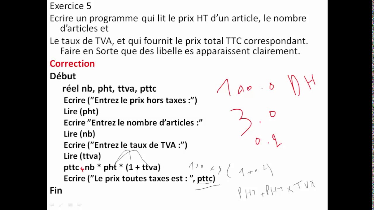 Exercice Corriger Algorithme Youtube