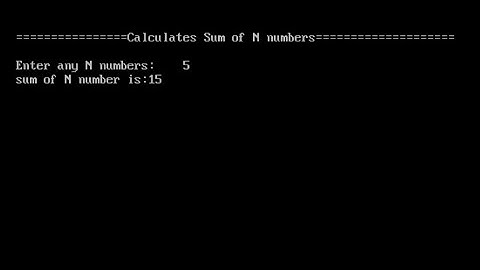 Calculates sum of N number using While Loop in C
