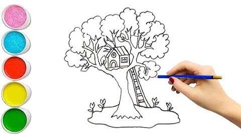 How To Draw A Spring Tree House For Kids | Drawing With Zaini