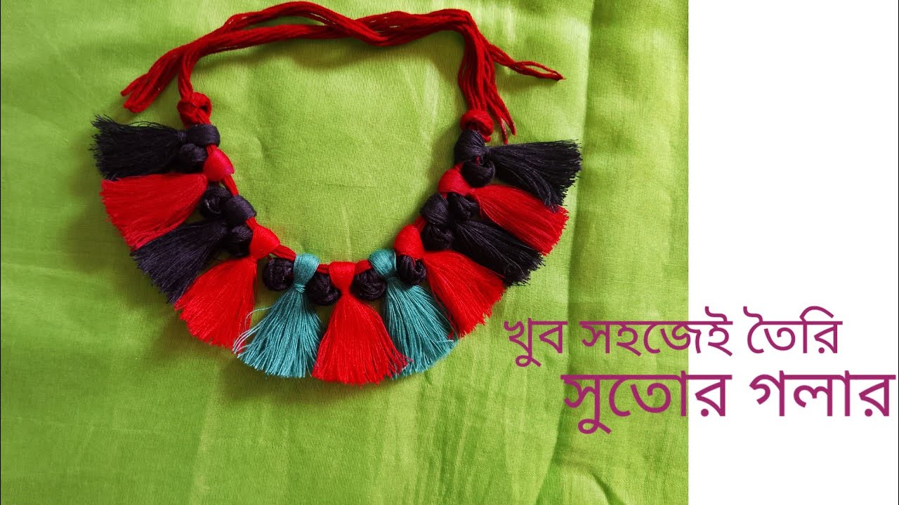 home made ll cotton thread jewellery ll easy making - YouTube