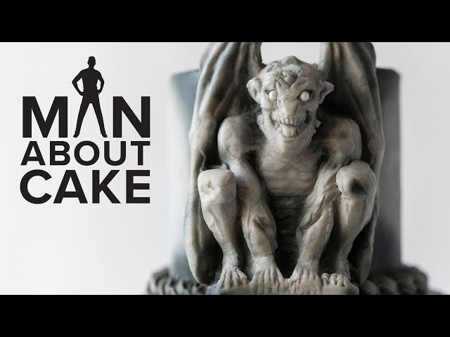 Gothic Gargoyle Cake with Concrete Fondant | Man About Cake Halloween Miniseries