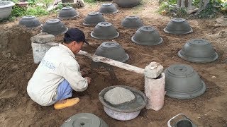 Production A Cement Pot Easy With Manual Tools Homemade - Traditional Construction Techniques