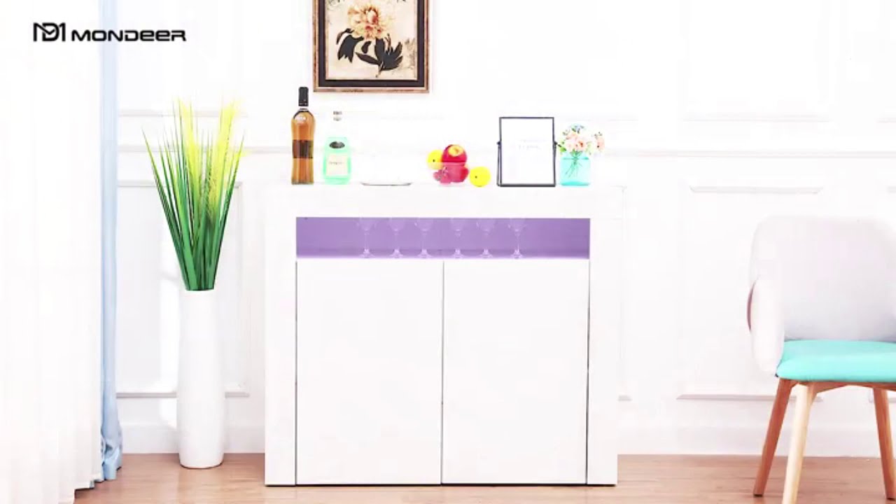 Mondeer- Buffet avec Lumières LED - Commode Moderne 2 Portes Brillant