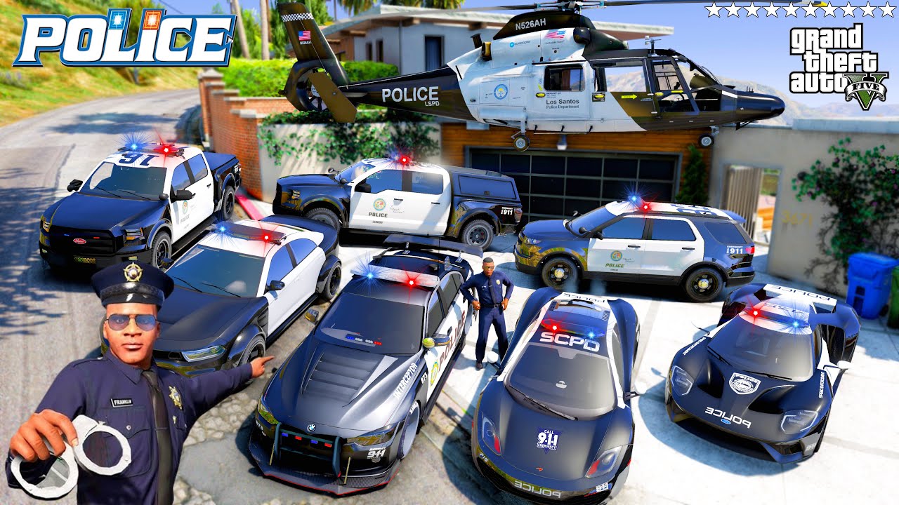 GTA 5 - Stealing SUPER POLICE Supercars with Franklin! (Real Life Cars #381)