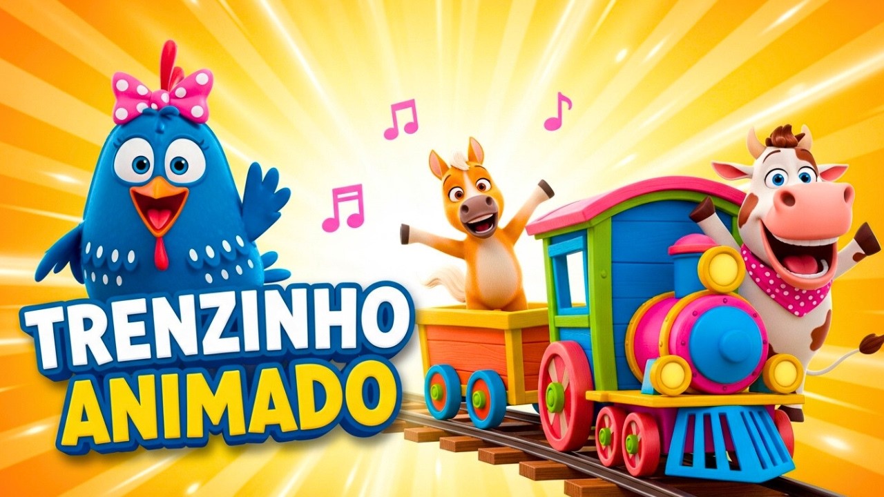 🚂🐔 O TREM ANIMADO! Música Infantil Divertida com Animais 🐷🐮 (Cante Junto!)