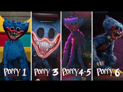 Poppy Playtime: Chapter 1-6 - All HUGGY WUGGY Scenes, Chases & Scary Moments