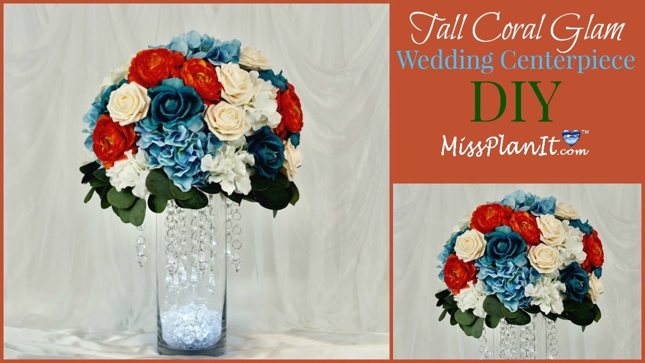 DIY Tall Coral Glam Wedding Centerpiece | Tall Centerpieces |DIY Tutorial