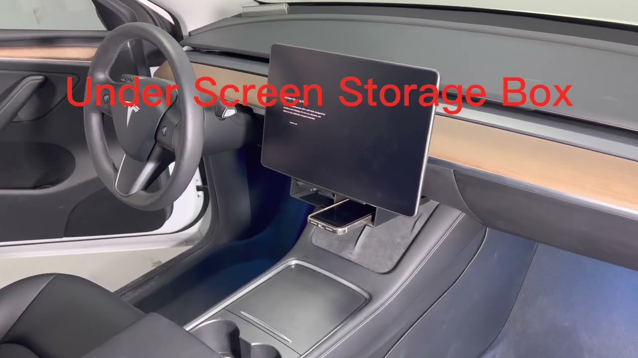 BASENOR Tesla Model Y Model 3 Centre Console Organiser Shelf Under Screen  Organiser Box Non-Slip Without Adhesive Interior for Model Y/3