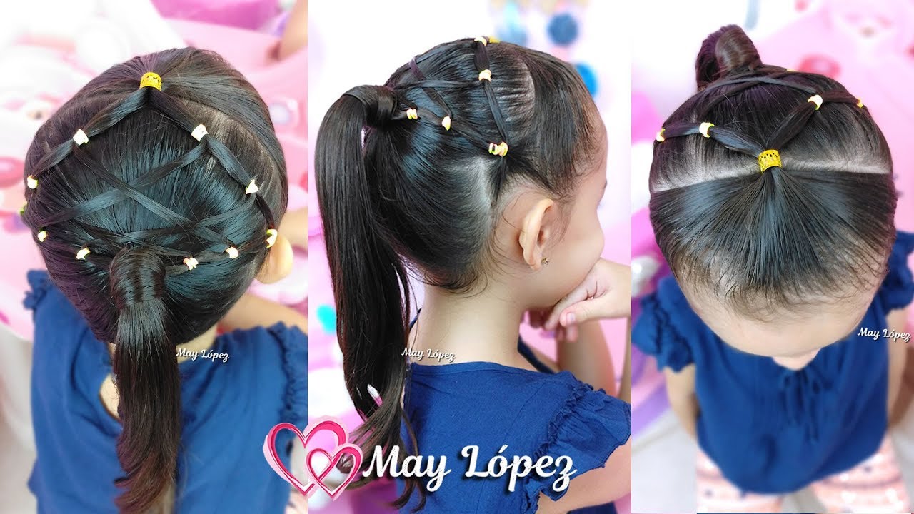 Peinados para NIÑAS | Peinados fáciles con ligas | May Lopez - YouTube