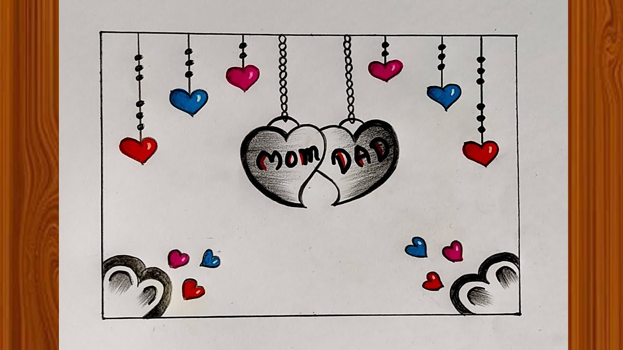 Mom dad drawing // love drawing // beautiful drawing of mom dad ...