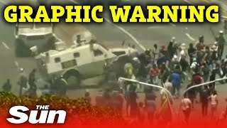 Venezuela Coup Armoured Truck Runs Over Pro-Guaido Protesters