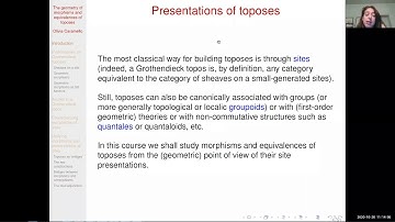 Olivia Caramello - The geometry of morphisms and equivalences of toposes 1/3