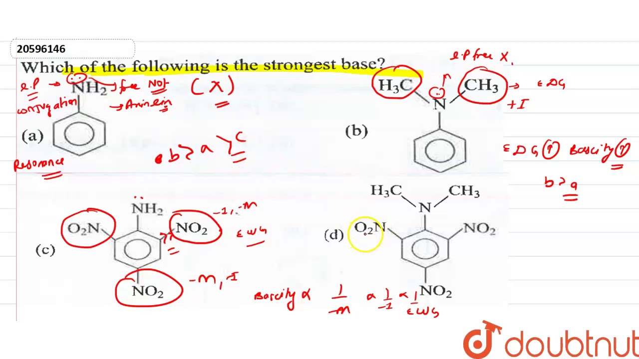 Which Of The Following Is The Strongest Base? - Youtube Which Of The Following Is The Strongest Base? - Youtube