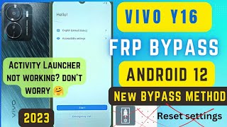 vivo y16 frp bypass| android 12 |new latest March 2023 security patch| settings not working| no PC