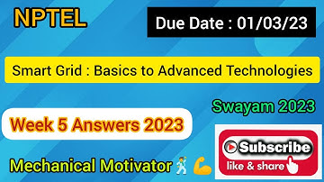 Smart Grid : Basics to Advanced Technologies | Week 5 Quiz | Assignment 5 Solution | NPTEL | SWAYAM