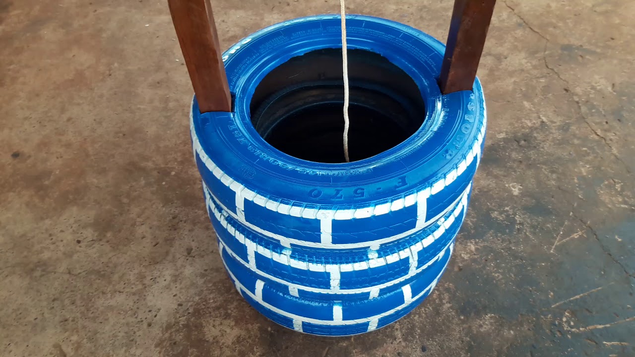 Poço de Jardim feito com pneus